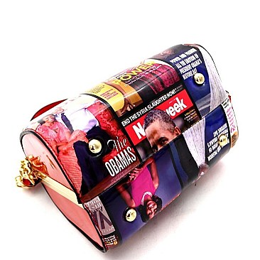 Obama Mag Print Patent 2-Way Satchel