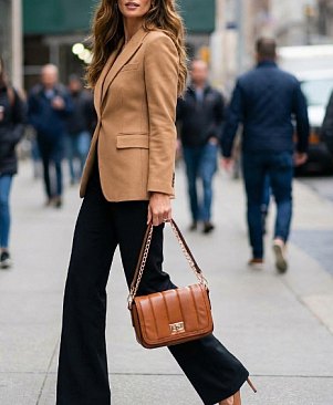 Chevron Quilted Turn Lock Crossbody / Shoulder Bag