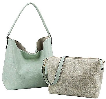 2 IN 1 REVERSIBLE TRENDY SATCHEL WITH LONG STRAP