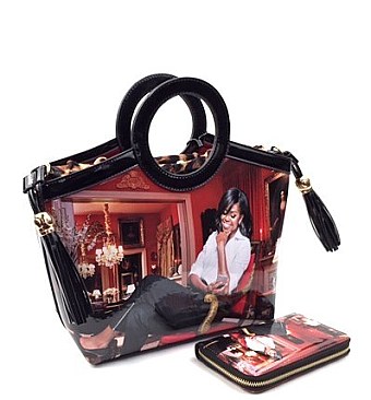 MICHELLE OBAMA SATCHEL WITH LEOPARD STRING BAG + WALLET