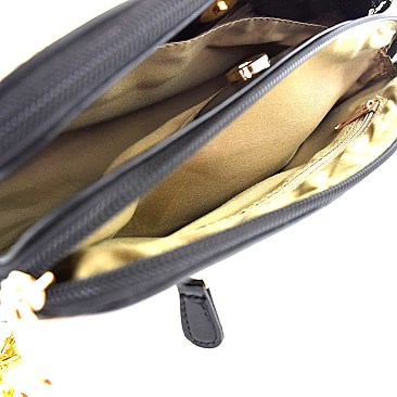 Multi-Compartment Magazine Print Patent Cross Body OA2702-LP