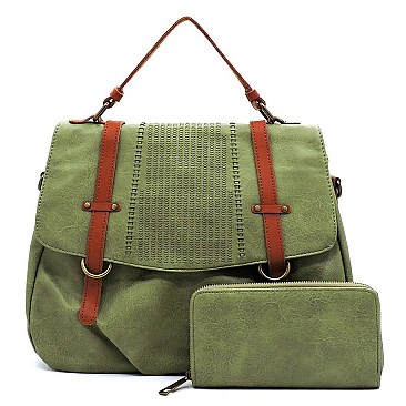 Fashion Laser Cut Flap 2-in-1 Messenger Bag Satchel