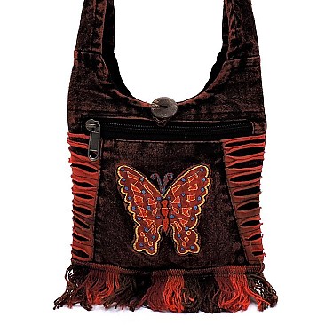 Bohemian Handicrafts Butterfly Cute Crossbody Bucket Bag