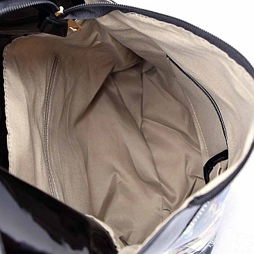 Obama Magazine Print Fold Down Flap Fashion Backpack