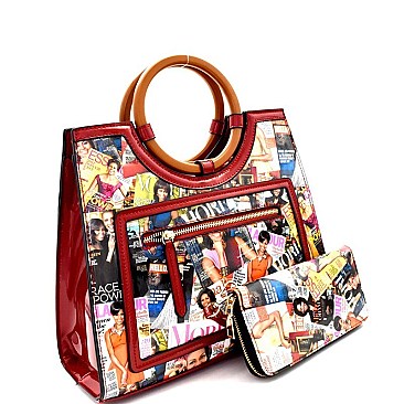 OBAMA HANDBAGS Round Handle Satchel Wallet SET