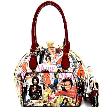 OBAMA BAGS, Jewel-Top Frame Satchel Wallet SET
