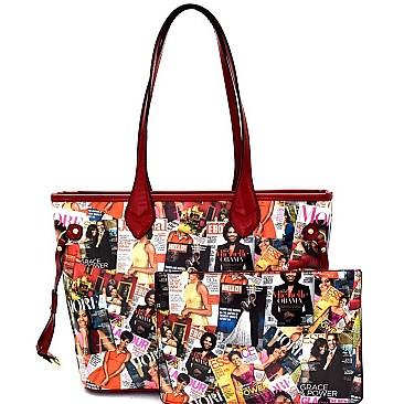 Obama Magazine bags Print 2 in 1 Twin Tote Clutch SET MH-OB6993