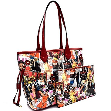Obama Magazine bags Print 2 in 1 Twin Tote Clutch SET MH-OB6993