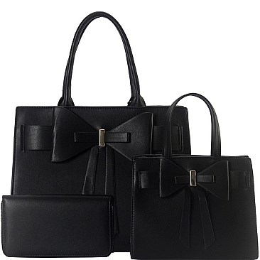 3 in 1 Bow Accent Twin Satchel Wallet Value SET