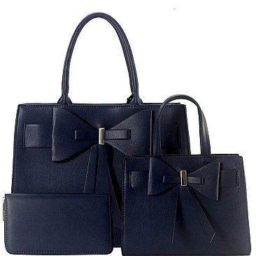 3 in 1 Bow Accent Twin Satchel Wallet Value SET