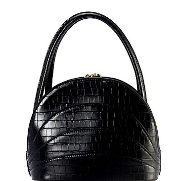 Scallop Croco Print 2-Way Medium Satchel