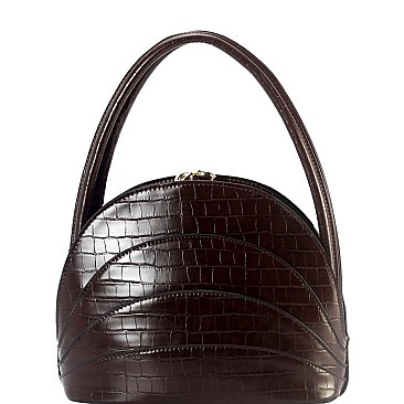 Scallop Croco Print 2-Way Medium Satchel
