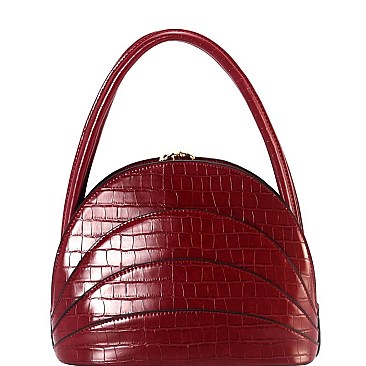 Scallop Croco Print 2-Way Medium Satchel