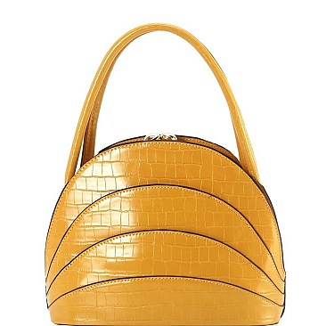 Scallop Croco Print 2-Way Medium Satchel