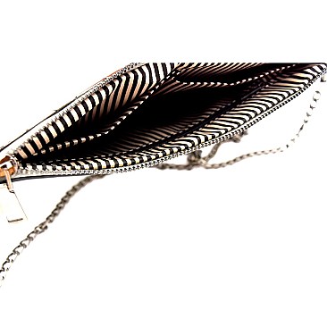 Quilted Metallic Hematite Hardware Flat Clutch