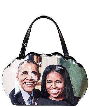 OBAMA PRINT SHELL FRAME -JEWEL TOP SATCHEL