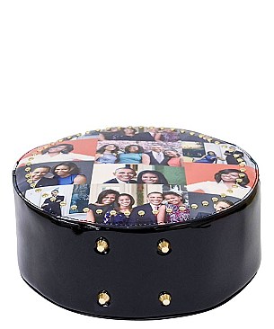Magazine Print Studded Round Satchel Wallet SET JP-PA00494
