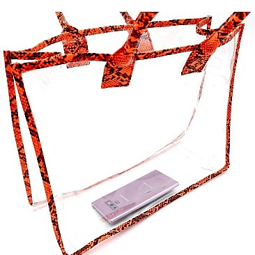 TRANSPARENT SNAKE PRINT 2 IN 1 TOTE