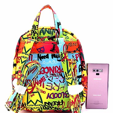 Medium Graffiti Effect Fashion Backpack