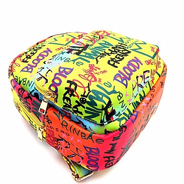 Medium Graffiti Effect Fashion Backpack