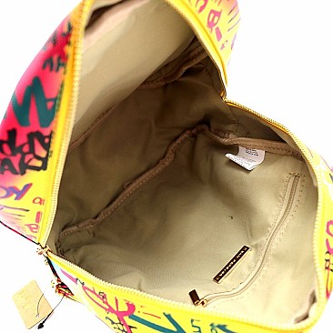 Medium Graffiti Effect Fashion Backpack