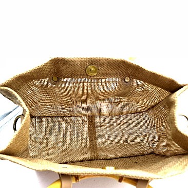 Linen Round Bamboo Accent 2Way Satchel