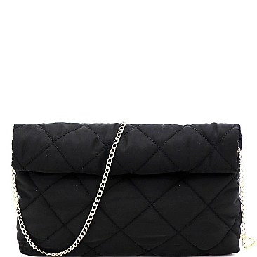 ROLLED-UP QUILTED NYLON CLUTCH