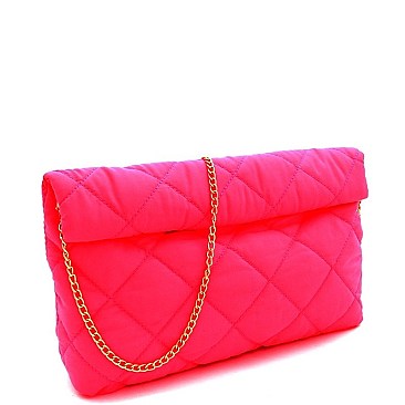 ROLLED-UP QUILTED NYLON CLUTCH
