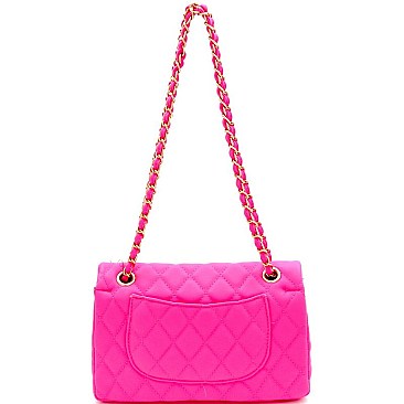 Quilted Turn-Lock 2-Way Chain Shoulder Bag