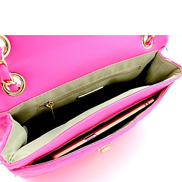 Quilted Turn-Lock 2-Way Chain Shoulder Bag