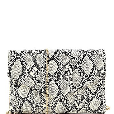 LUMINESCENT SNAKE PRINT ENVELOPE CLUTCH