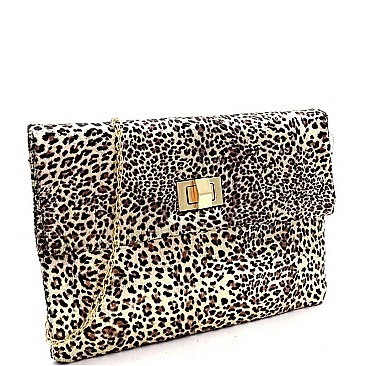 OVER SIZED LEOPARD PRINT FLAP CLUTCH