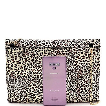 OVER SIZED LEOPARD PRINT FLAP CLUTCH
