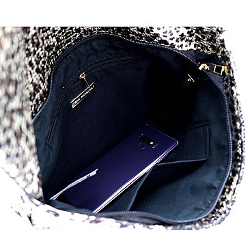 OVER SIZED LEOPARD PRINT FLAP CLUTCH