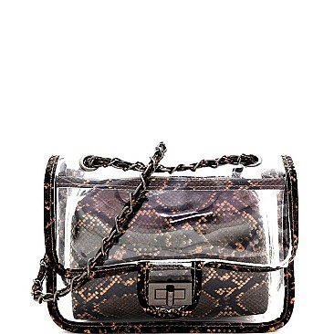 TRANSPARENT SNAKE PRINT 2 IN 1 SHOULDER BAG