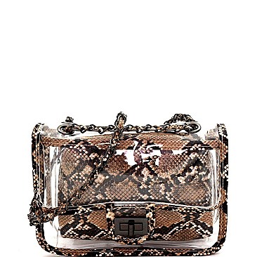 TRANSPARENT SNAKE PRINT 2 IN 1 SHOULDER BAG