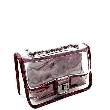 TRANSPARENT SNAKE PRINT 2 IN 1 SHOULDER BAG