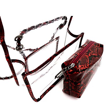 TRANSPARENT SNAKE PRINT 2 IN 1 SHOULDER BAG