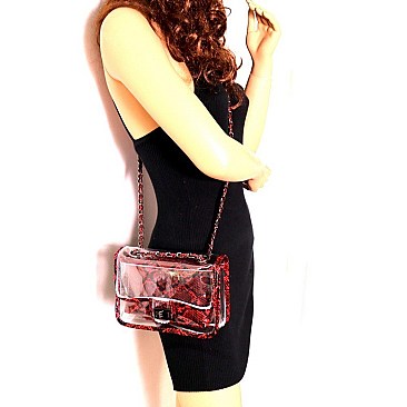 TRANSPARENT SNAKE PRINT 2 IN 1 SHOULDER BAG