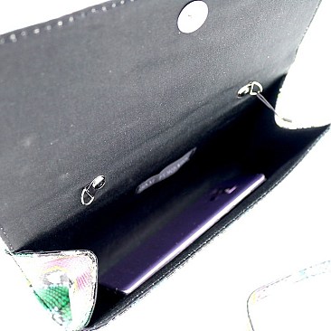 3-Way Multi-Colored Snake Print Clutch Shoulder