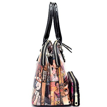 Obama Magazine Print Dome Satchel Wallet SET RZ-PQ0021W