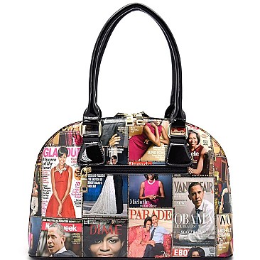 Obama Magazine Print Dome Satchel Wallet SET RZ-PQ0021W