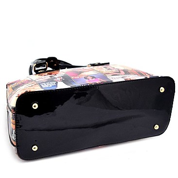 Obama Magazine Print Dome Satchel Wallet SET RZ-PQ0021W