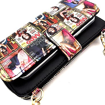 Michelle Obama Magazine Print Versatile Wallet Cellphone Cross Body