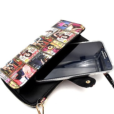 Michelle Obama Magazine Print Versatile Wallet Cellphone Cross Body