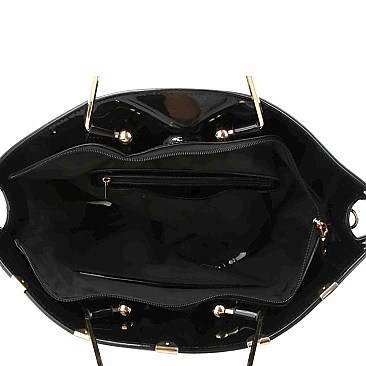 Obama Handbags Patent Satchel Wallet SET PQ0291W