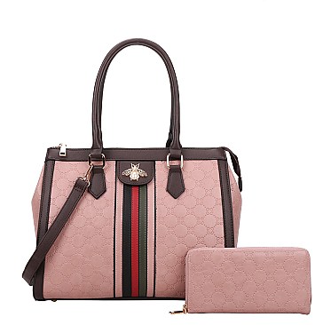 2 IN 1 Stylish Bee Accent Satchel Wallet Set