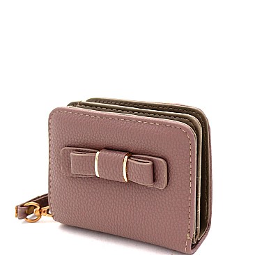 Small Bow Accent Bi-Fold Wristlet Wallet