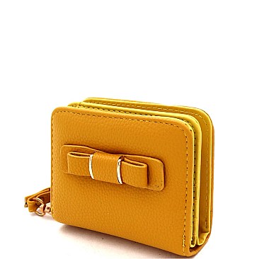 Small Bow Accent Bi-Fold Wristlet Wallet