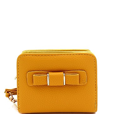 Small Bow Accent Bi-Fold Wristlet Wallet